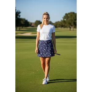 IZOD Golf Skort Women’s Size 10 Blue Pink Golf Tee Print Stretch Sporty Athletic